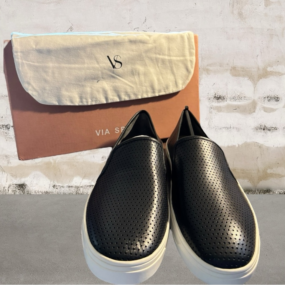Interested? Just Ask Via Comment. Descr: Via Spiga Black Perforated Slip-ins